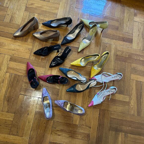 Vintage Inspired Yellow Croc Embossed Heels Diba size 12 D'Orsay - Picture 8 of 8